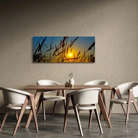 Tablou - Apus de soare pe pajiște (120x50 cm)