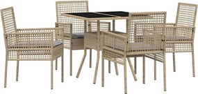 vidaXL Set de masă pentru grădină 5 pcs Bej poliratan