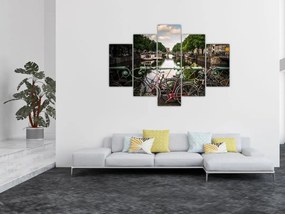 Tablou cu bicicleta în oraș (150x105 cm)