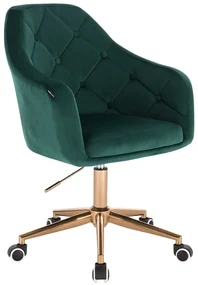 HR831K Scaun Catifea Verde cu Bază Aurie