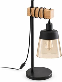 BRILAGI - Lampă de masă WOOD GLASS 1xE27/40W/230V maro/negru/bej fumuriu