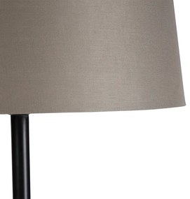 Lampă de podea neagră cu abajur de in taupe 45 cm - Simplo