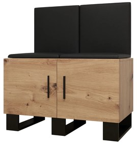 Set mobilier pentru hol Amanda 19 (Stejar artisan + piele ecologică Negru). 1086027