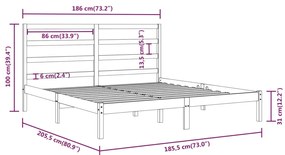 Cadru de pat Super King 6FT, maro miere, 180x200 cm, lemn masiv maro miere, 180 x 200 cm