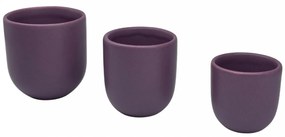 Set 3 Pahare Cafea NOVUM Velaris Purple Dynastia - 250 ml, 150 ml, 80 ml (Mov Regal Mat) - Gresie Ceramica Glazurata Manual