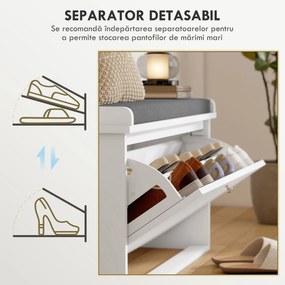 Bancă pentru pantofi HOMCOM, bancă de intrare cu sertar rabatabil | Aosom Romania
