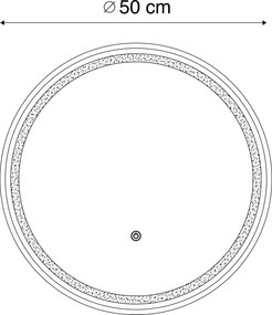 Oglindă de baie cupru 50 cm, incl. LED, cu 3 trepte de intensitate reglabile cu atingere, rotundă - Miral