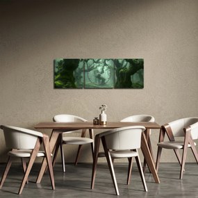 Tablou - O pădure acoperită de mușchi (cu ceas) (90x30 cm)