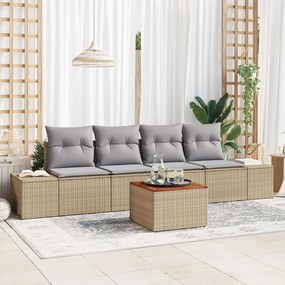 vidaXL Set canapea grădină 5 pcs Bej, gri deschis 55 x 55 x 37 cm