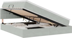 vidaXL Pat cu storage cu saltea Gri deschis 180 x 200 cm Catifea