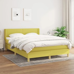 Pat box spring cu saltea, verde, 140x200 cm, textil Verde, 140 x 190 cm, Design simplu