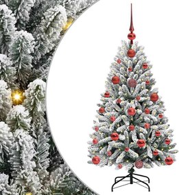 vidaXL Brad de Crăciun artificial Verde și alb 120 cm PVC și Metal