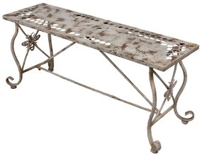 Banca de gradina, alb, din metal, cu aspect vintage, Abeille