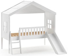 Pat pentru copii alb de tip casă/înalt din lemn masiv de pin 90x200 cm Housebed – Vipack