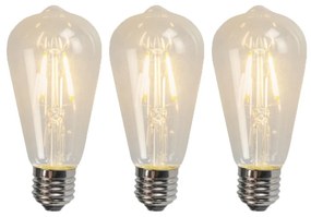 Set de 3 becuri cu filament LED E27 ST64 4W 320lm 2700K