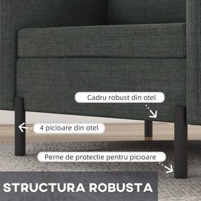 Scaun Decorativ HOMCOM din Stofa, Fotoliu Modern cu 4 Picioare din Otel, 2 Buzunare Laterale, Captuseala Groasa, Gri | Aosom RO