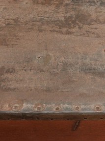 Consolă hol vintage din lemn reciclat, maro, cu blat din zinc, sertar și 2 rafturi, 93 x 122 x 46 cm, „Dara”