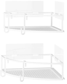 Coş metalic de colţ pentru duş CUBIKO set/2 buc alb