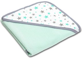 Prosop bebe din bumbac cu gluga 90x90 cm Kidizi Galaxy Mint