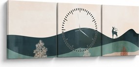 Tablou - Peisaj ilustrat (cu ceas) (90x30 cm)