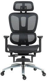 Scaun ergonomic, cotiere 3D, suport picioare, Full Mesh, Negru