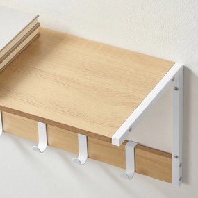 Polita de perete cu carlige VELORY set 2 buc 50x24,2 cm, alb/dub sonoma