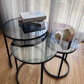 Set masuta de cafea sticla,Seria 440,Homs, 3 buc,0027