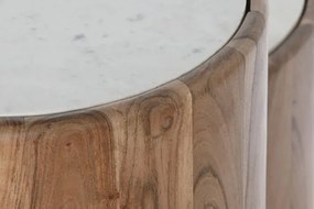 Set 3 masute de cafea, din lemn de acacia si blat din marmura, Virela