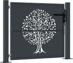 vidaXL Poartă de grădină antracit 100x75 cm oțel model copac