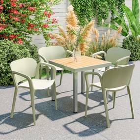 Outsunny Set de 4 Scaune Suprapozabile pentru Grădină, 60x56x75 cm, Verde | Aosom Romania