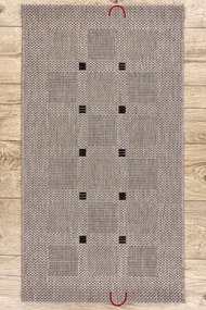Covor sisal Floorlux 20079 Pătrat argintiu si negru - SECUNDAR-COTATI PRODUSUL