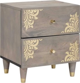 vidaXL Dulap de noapte Gri 40 x 33 x 46 cm Lemn de mango solid