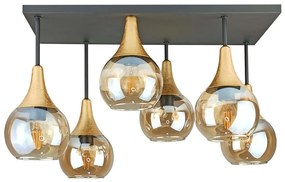 Lustră aplicată SOMA 6xE27/60W/230V negru/auriu/bej fumuriu