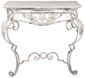Consolă shabby chic, din fier forjat, finisaj alb antichizat, Clementine