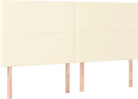 vidaXL Tăblie de pat crem 200x5x118/128 cm piele ecologică