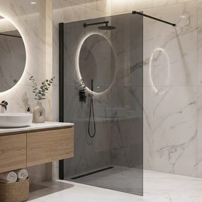 Paravan de dus fumuriu Rea Flexi Grey 140 cm negru