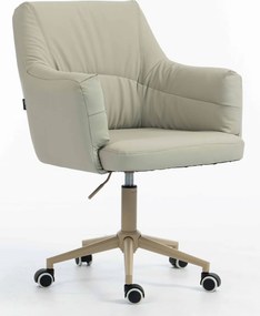 HR840K Scaun Culoarea Inului Piele Ecologica Premium Soft cu Bază Crem