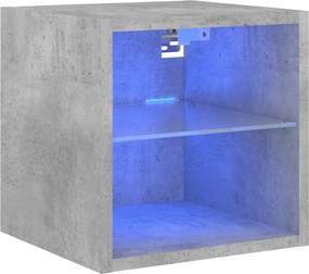 vidaXL Comodă TV de perete cu lumini LED, gri beton, 30x28,5x30 cm