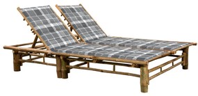 vidaXL Șezlong de 2 persoane cu perne,din bambus