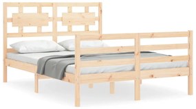 3194421 vidaXL Cadru de pat cu tăblie, 140x190 cm, lemn masiv
