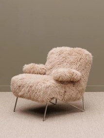 Fotoliu din blana artificiala cu fir lung si structură din oțel, „Paddy”