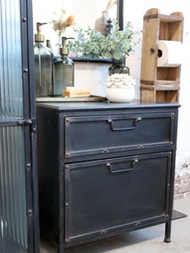 Consola din metal, cu sertare, aspect industrial, Factory