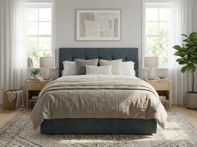 Pat tapitat boxspring DIRELIS VIBE 180x200 cm gri inchis Saltea: Saltea cu arcuri Bonell