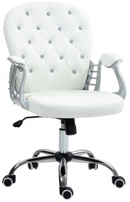 Vinsetto Scaun de birou, Ergonomic Scaun de birou cu braț, Spătar căptușit Alb | Aosom Romania