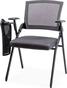 Scaun conferință gri HRC 603 pliabil cu măsuță rabatabilă și mesh