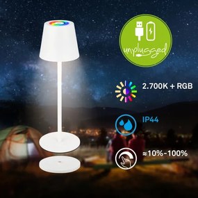 Briloner 7517016 - Lampă de masă LED RGB dimmabilă CILANO 3W/5V IP44 2000 mAh albă