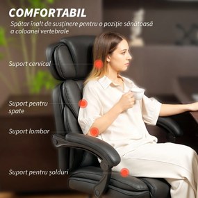 HOMCOM Scaun de Birou din Piele PU cu Suport pentru Picioare, Tetieră și Suport Lombar | Aosom Romania