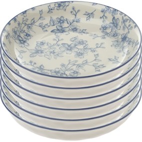 Set de 6 farfurii adânci Flori delicate 20 cm, albastru