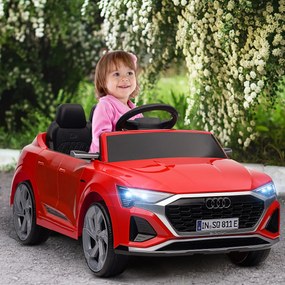 AIYAPLAY Mașinuță Electrică pentru Copii Audi Q8 Etron Sportback cu Baterie 12V Telecomandă Faruri Claxon și Muzică Roșu | Aosom Romania