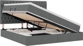 vidaXL Pat cu saltea și spațiu de depozitare Gri închis 180 x 200 cm